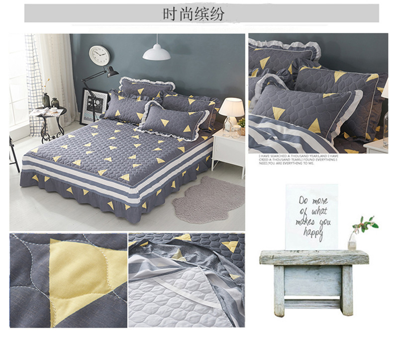 Khăn trải giường bằng vải bông đơn chiếc váy bông cộng với ga trải giường cotton dày 1,5m1,8 mét ga giường có viền