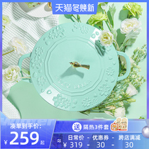 moltobella cast iron enamel stew pot purple green enamel seafood pot petal soup pot braised stew pot 28cm