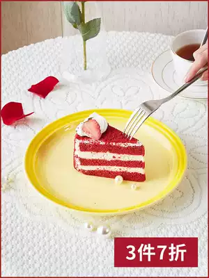 moltobella stoneware porcelain gradual layer solid color ceramic disc household flat plate European style Western dessert plate orange yellow