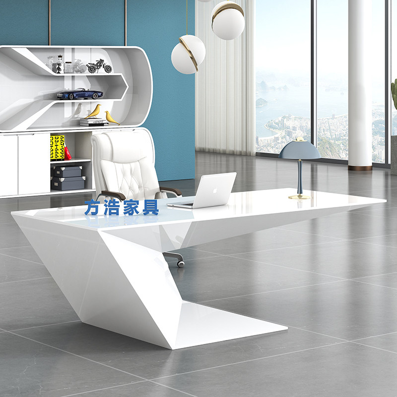 White Baking Varnish Boss Table Bandai Desk Brief Modern President Desk Manager Desk Desk Chair Big Bandae