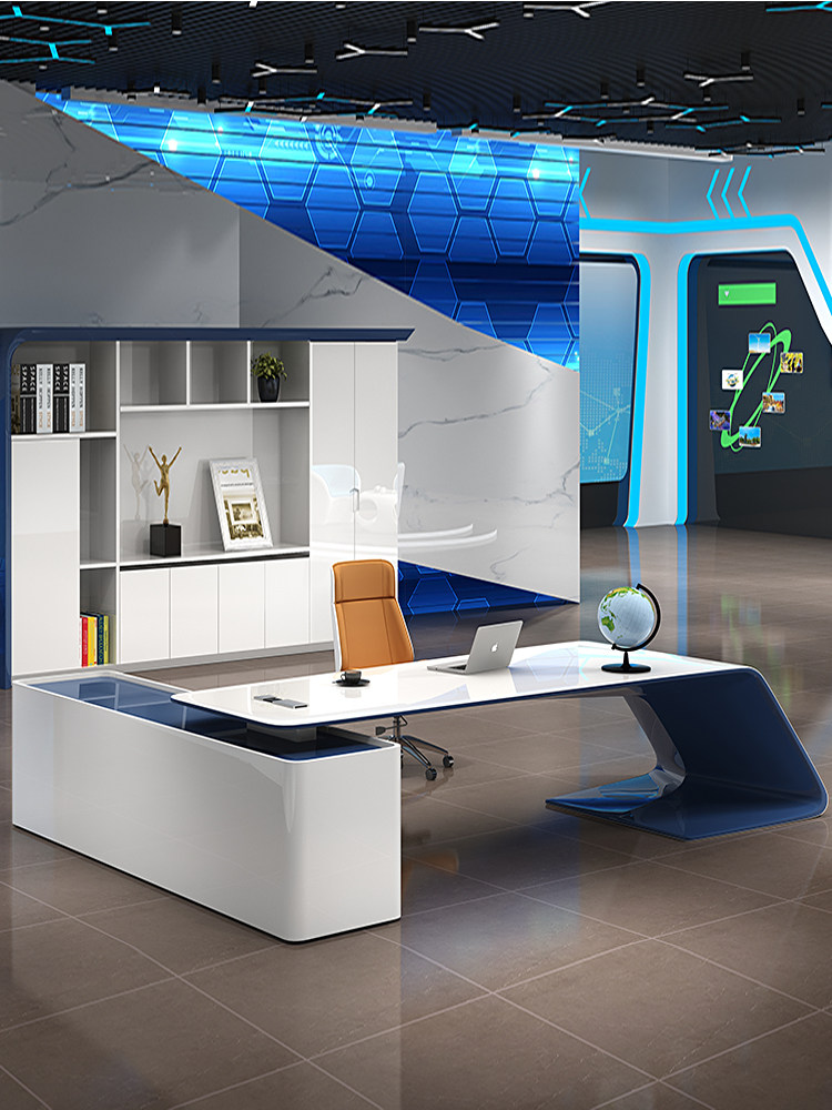 Paint boss table Simple modern large desk President's office desk chair File cabinet Manager's desk Supervisor's table atmosphere