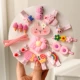 Розовая заколка для волос, в цветочек, 14 шт