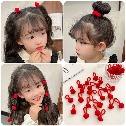 Красная детская резинка для волос, эластичный безвредный аксессуар для волос, не повреждает волосы