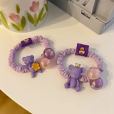 Детская сиреневая милая безвредная эластичная резинка для волос, мультяшный аксессуар для волос, широкая цветовая палитра, не повреждает волосы, с медвежатами