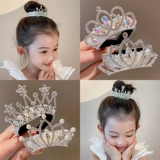 Детская тиара из жемчуга, заколка для волос для принцессы, хвостик, подарок на день рождения