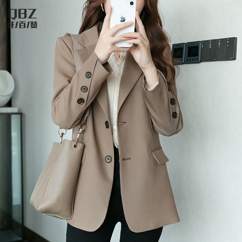 Casual Suit Jacket Woman Spring Autumn New Korean Version Loose Design Sense small crowdblouse fashion 100 hitch curry western suit