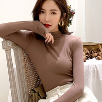 Modal base shirt Women Autumn and Winter Simple Temperament Thin Joker Long Sleeve T-shirt Semi-high neck slim slim body top