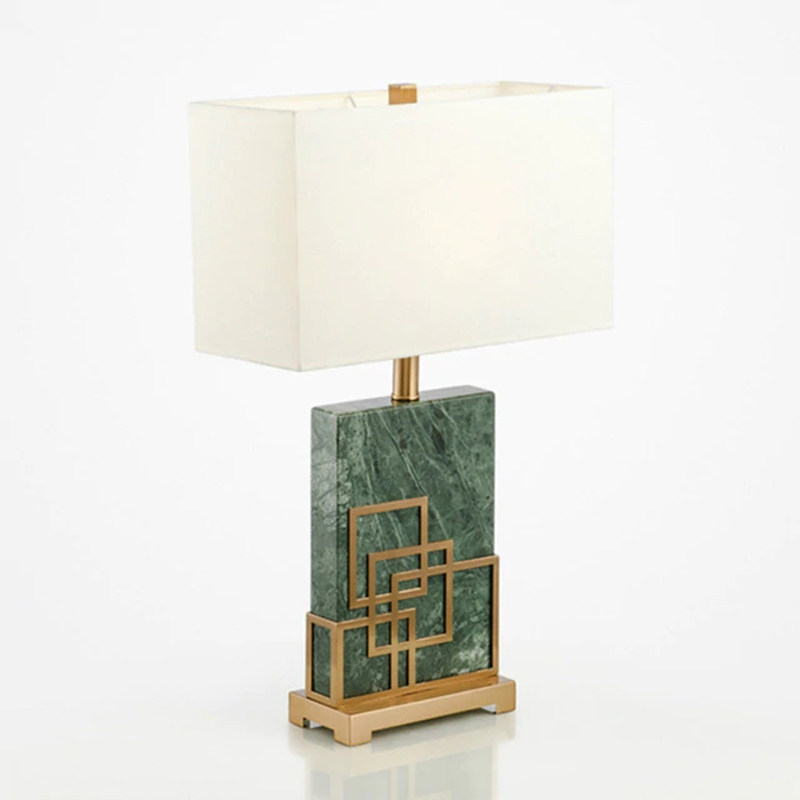 New Chinese style living room study Nordic fashion creative bedroom lamp modern warm bedside green marble table lamp
