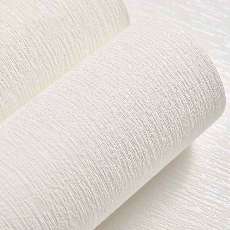 Modern minimalist non-woven wallpaper white Nordic bedroom 3D diatom mud plain color living room dining room background wall wallpaper