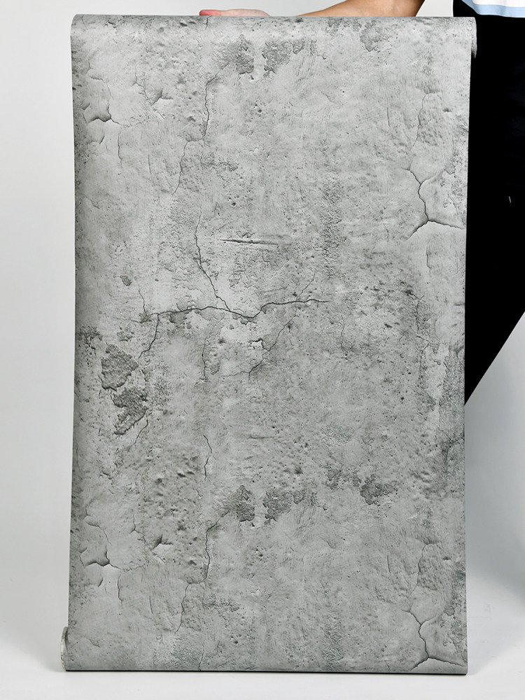 Wallpaper 3d self-adhesive waterproof Nordic cement grey vegetarian color Wallpaper Living room Bedroom Clothing Shop Retro Industrial Wind Sticker-Taobao