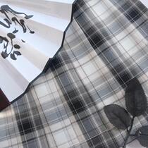 Kasugabe (ink) spot original black and white plaid skirt jk uniform orthodox pleated college girl class