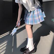 Kasuga Department (mint waves) spot blue original plaid skirt summer jk uniform skirt orthodox female pleated skirt