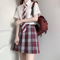 Kasukabe (burning city) spot original excellent grid skirt jk uniform skirt orthodox female short pleated skirt red student