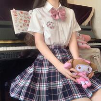 Kasukabe (Fujino Tsubaki) spot Japanese twill wool material original grid skirt cyan powder jk uniform anime girl