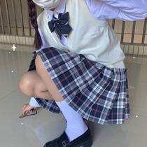 Kasugabe (Kuraura Second High) spot original dark blue plaid skirt jk uniform orthodox girl pleated school supply