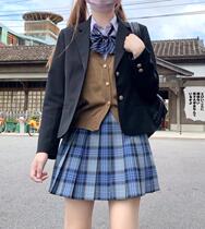 Kasukabe (Blue Bridge) spot Japanese wool material import cooperation jk uniform skirt excellent college wind blue