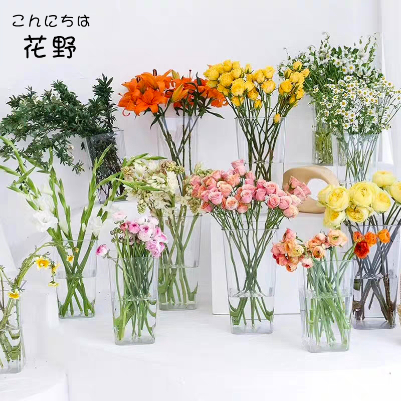 Flower field transparent waking flower bucket acrylic plastic flower bucket Florist window arrangement bucket Floral art flower bucket
