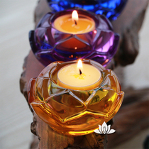 Sanmanto Lotus Crystal Lamp for Buddha Lamp Buddhist candlestick Colorful ghee lamp holder Crystal lamp Candle Changming Lamp