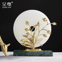 Full respect new Chinese porch living room white jade plate safe buckle ornaments all copper marble creative gorgeous decoration gifts