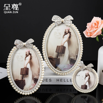 Full respect 3 inch 6 inch 7 inch modern Diamond Pearl light luxury photo frame Oval sample room study desktop ornaments