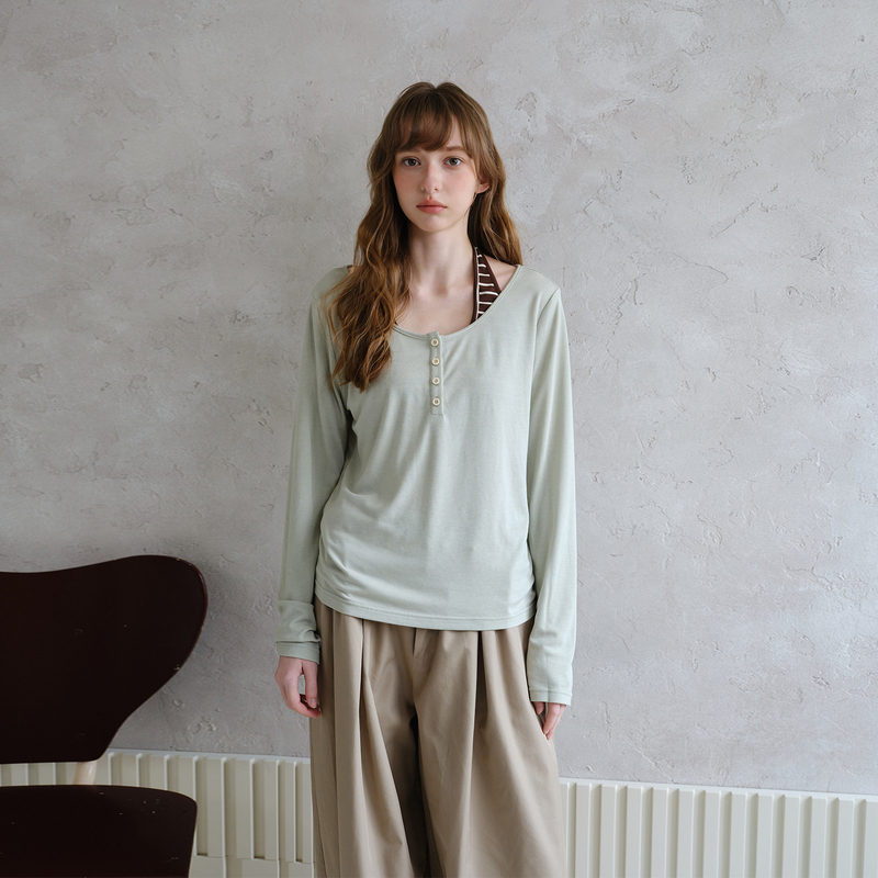 Amweird 26Ss “Light Oxygen Breathing” Wool Blend Long-Sleeve T-Shirt Halter Neck Base Layer Two-Piece Set for Spring