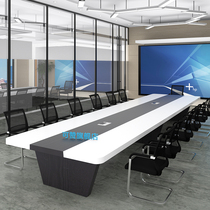 Rectangular large open meeting table minimalist modern long table and chair combined reception room in negotiation for training plate desk