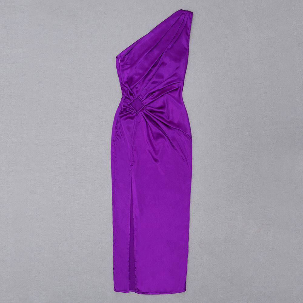 Sexy one shoulder evening dress талия темперамент твердый косой поздно платья платье 