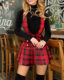 Christmas Red Plaid Strap Dress European and American Christmas red plaid high-waist strap dress