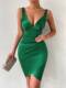 Women suspender sexy V-neck dress Temperament suspender V-neck crossover slimming women's dress