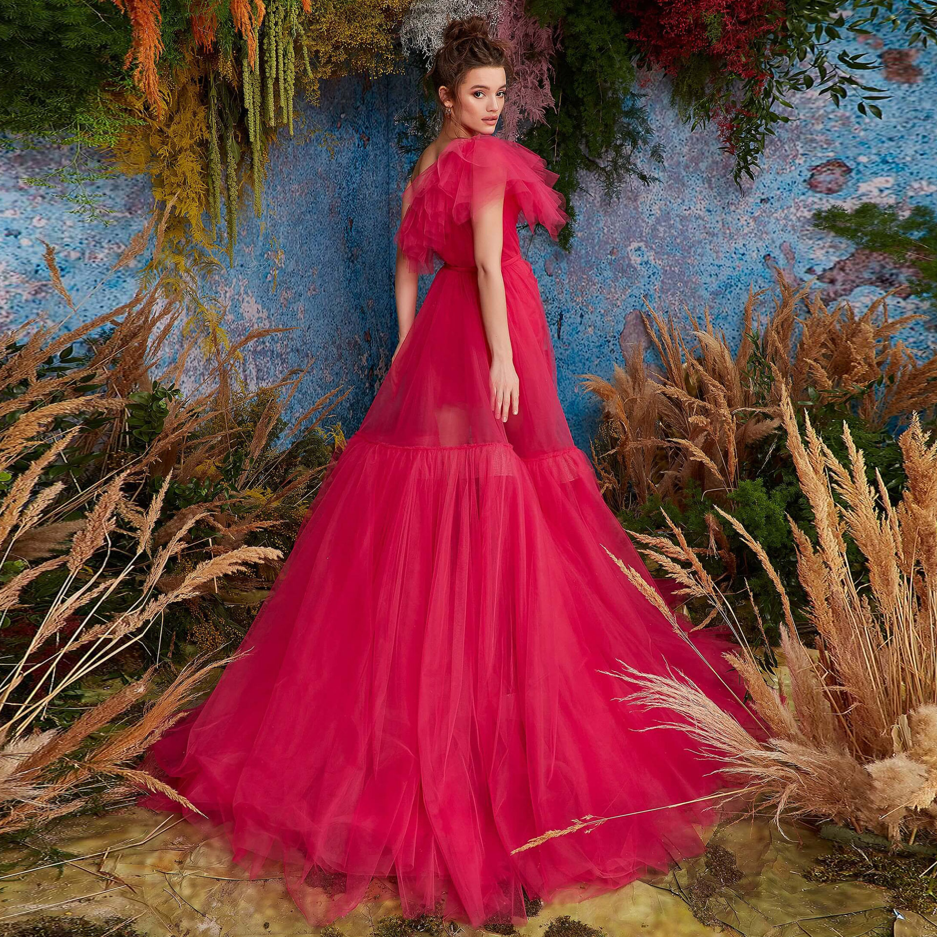 День рождения марля продольный мазок Банкет партия платья платье два рукава Sexy party evening dress 