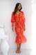 WomensexyV-neckdressins wind bag hip sexy puff sleeve V-neck mid-length dress