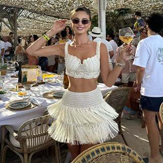 European and American Swimwear Fashion Tassel Holiday Style Hollow Skirt Sexy Set 2025 Spring and Summer Sexy 2-Piece Set