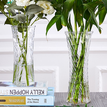 Large number rich and expensive bamboo vase swing piece glass home living room water raising water bacon lily rose transparent flower arrangement decoration bottle