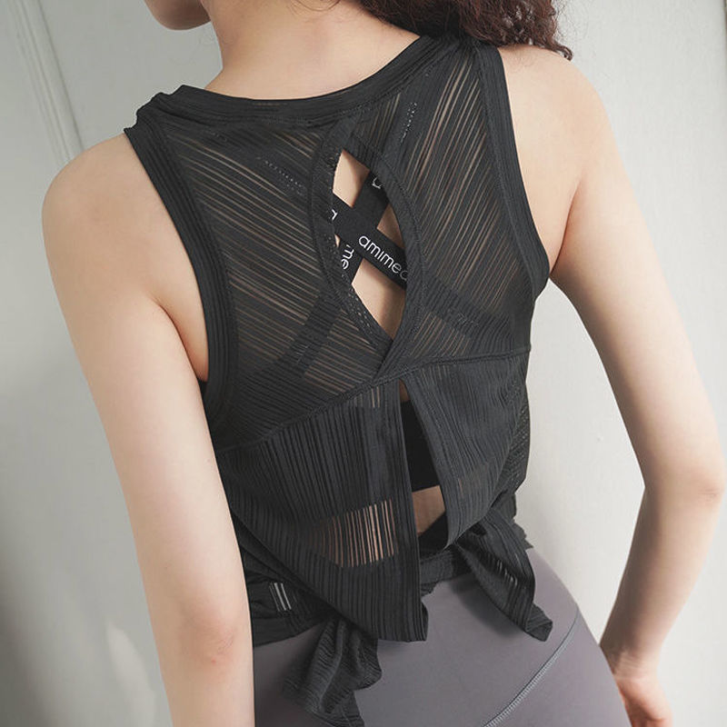 Cross Bar Vest Woman Summer Outwear Sports Yoga Beauty Back Hooded Women Summer Thin sleeveless gym jacket rear open fork