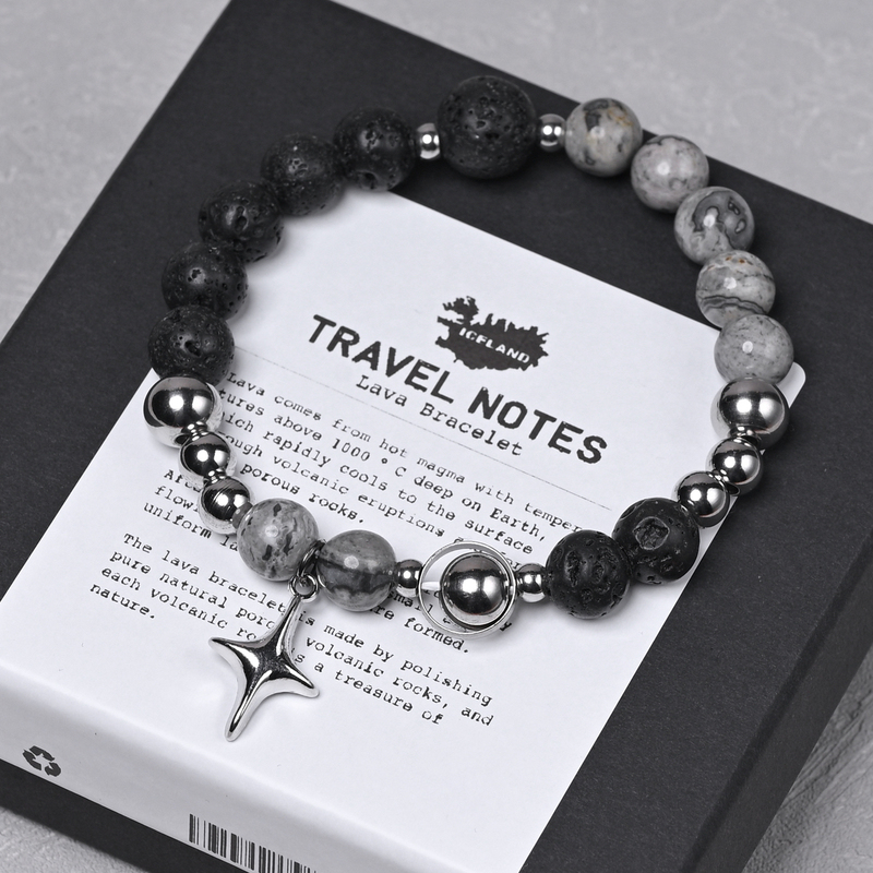 Volcanic Rock Bracelet Gift Box, Iceland Travel Souvenir, Iceland Travel Keepsake, Unisex Bracelet