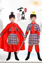 61 acting out of clothes Childrens ancient clothes Flowers Wood Blue Armor Chorus Recital Performance Group Performance Hanfu 61 Dragon Boat Festival