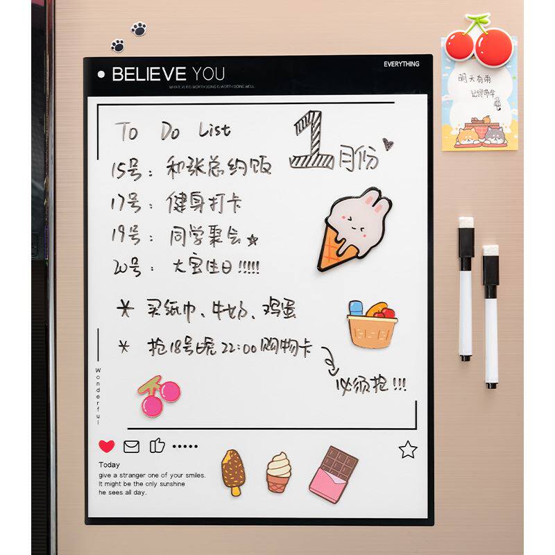 Refrigerator sticker message board rewritable plan table note sticker soft magnetic whiteboard memo net red decorative magnetic sticker