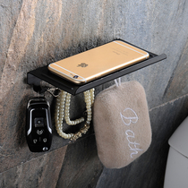 Black 304 stainless steel toilet phone holder toilet tray bathroom toilet tray bathroom toilet paper holder toilet punch-free
