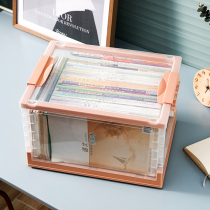 Folding storage box household toys plastic transparent box snacks storage basket bedroom clothes finishing artifact