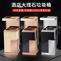 Commercial Hotel Lobby Marble Trash Can Upright With Ashtrays Stainless Steel Guesthouses Lift Lip Vertical Smoke Barrel