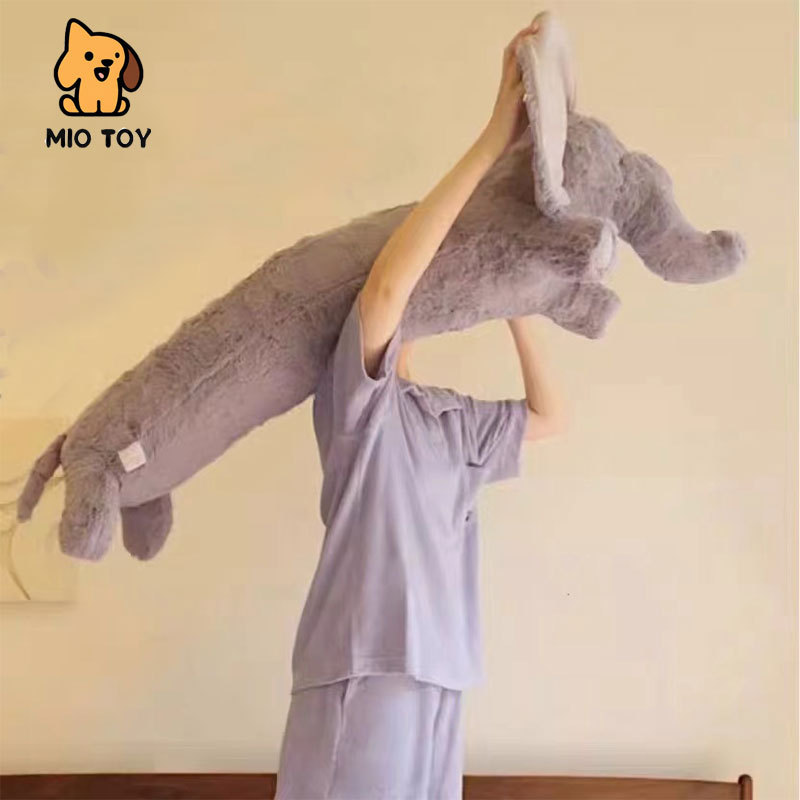 Elephant Long Pillow for Girls to Sleep On, Plush Doll Doll Bed with Legs Folded Side Sleeping Pillow