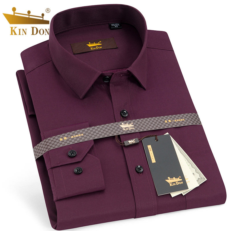 KIN DON GOLD SHIELD SHIRT MALE LONG SLEEVE PURE COLOR MID YOUTH BUSINESS CASUAL SUMMER THIN OVERALLS HALF SLEEVE SHIRT