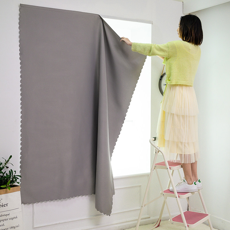 Magic attached to adhesive kitchen curtains without punching full covering cloth insulation sun covering windows to block rental room