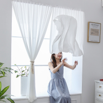 Small sand curtain curtain non-perforated installation shading magic stick type white gauze curtain light transparent to the peoples bay window half curtain