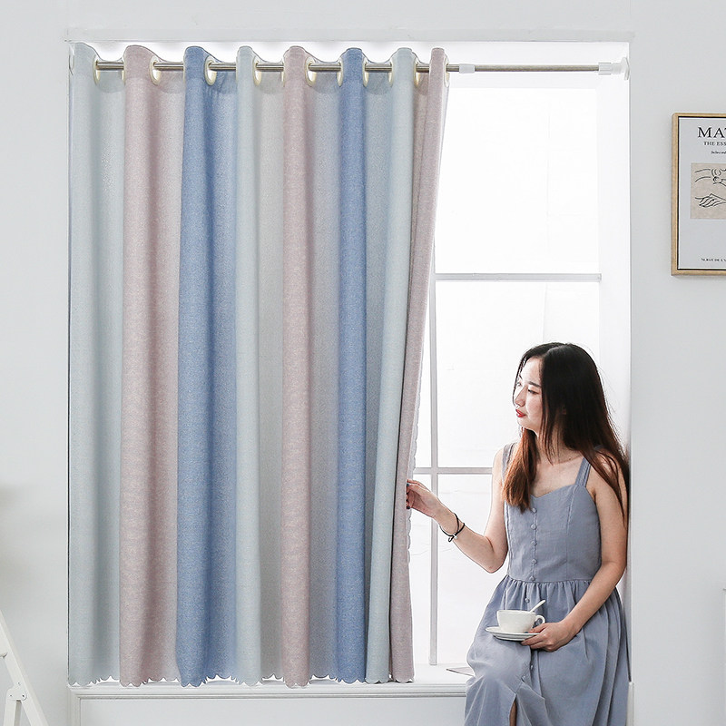 Floating window curtains Bedroom Shading Cloth Free to install Telescopic Rod small room windows Short doors Curtains Shade kitchen Easy