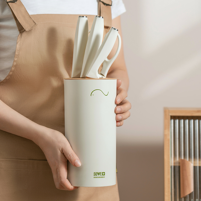 German antibacterial white stainless steel knife set kitchen kitchen knife household cutting board chopping board two-in-one combination