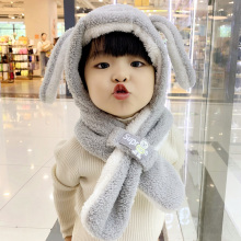 冬季宝宝小兔子可爱围巾一体帽子