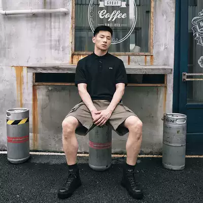 APEZ tide brand mercerized cotton ice silk polo shirt short-sleeved T-shirt men's embroidery trend loose lapel summer half sleeve