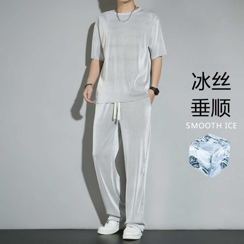 Ice Silk Sports Suit for Men, Summer Thin Style 2026 New Casual Long Pants, Short-Sleeved T-Shirt, Quick-Drying Clothing Set Ice Silk Sports Suit for Men, Summer Thin Style 2026 New Casual Long Pants, Short-Sleeved T-Shirt, Quick-Drying Clothing Set