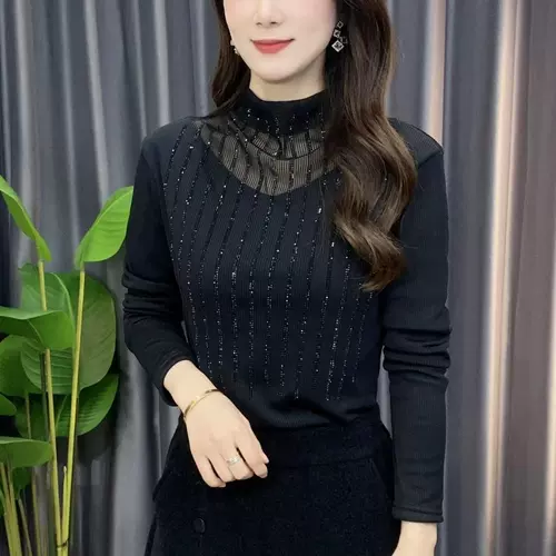 Приятная телу демисезонная сексуальная футболка, лонгслив, высокий воротник, в западном стиле